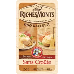 Duo de Raclettes Sans Croûte Classique et Fumée RichesMonts - 420g